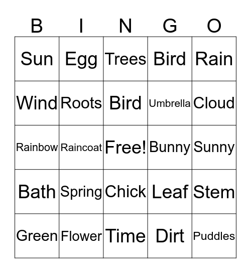 Spring-o Bingo Card