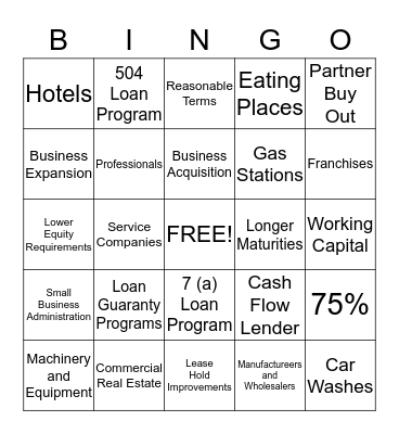 PACIFIC  PREMIER  BANK  SBA Bingo Card