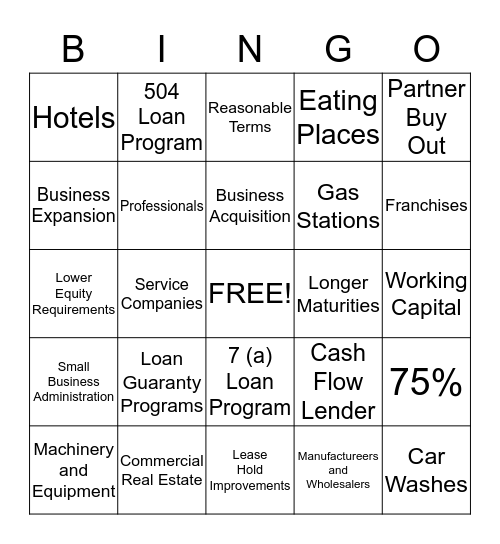 PACIFIC  PREMIER  BANK  SBA Bingo Card