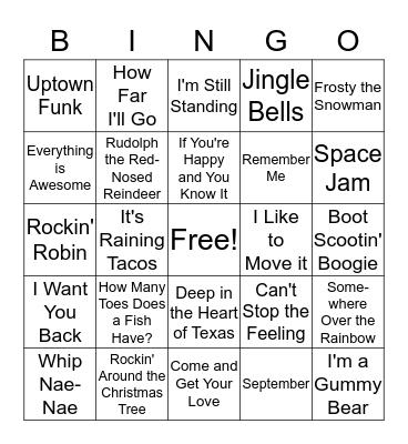 Leo's Music Bingo Card
