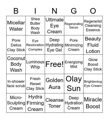 Olay Bingo Card