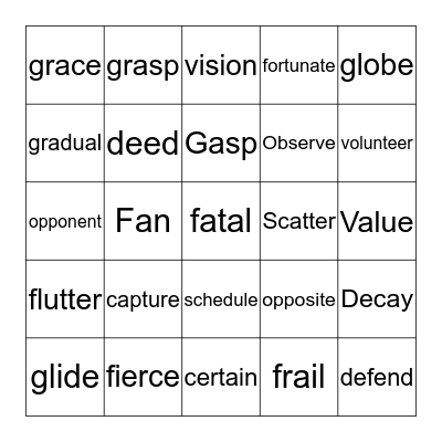 Vocab Bingo! (3rd) Bingo Card