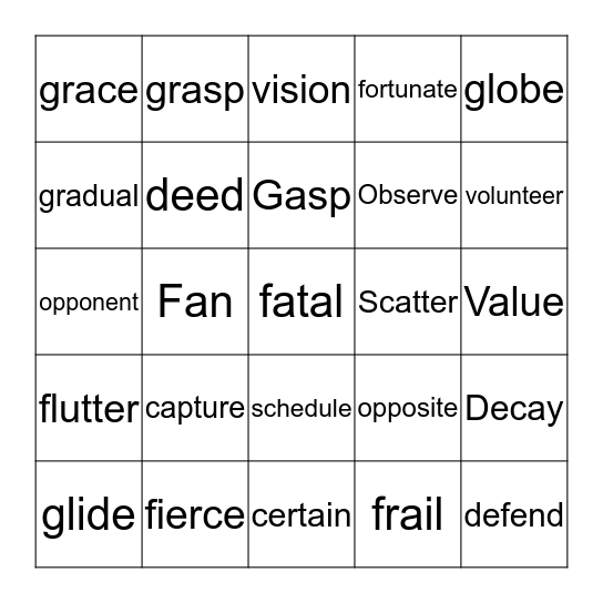 Vocab Bingo! (3rd) Bingo Card