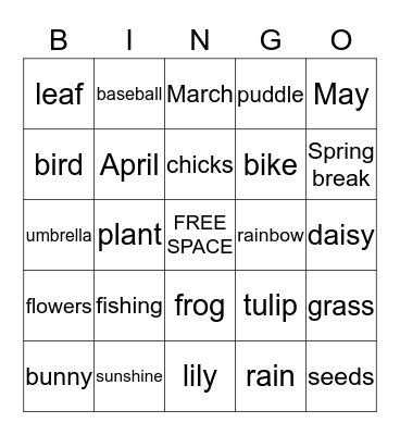 SPRINGO Bingo Card