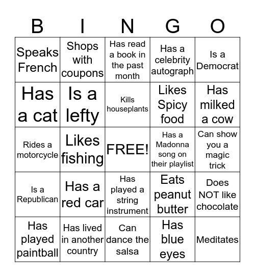 People Bingo Card