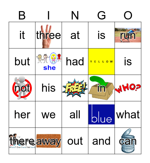 Sight Words Bingo Card