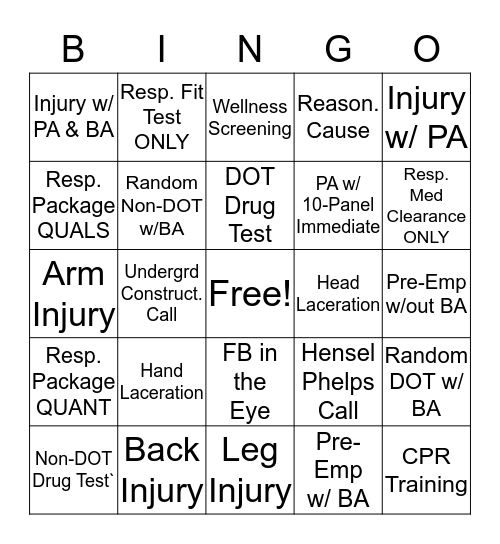 Dispatch BINGO! Bingo Card