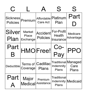Chapter 9: health Insurance  Bingo Card