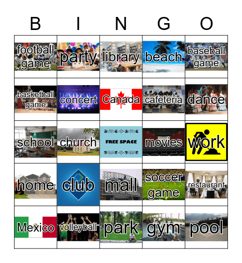 Zebra Places To Go Bingo Card