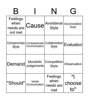 NVC Bingo! Bingo Card