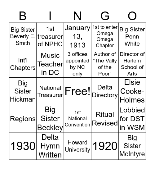 PPP Bingo Card