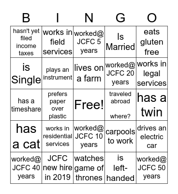 JCFC  Bingo Card