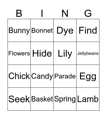 Easter Bingo Card