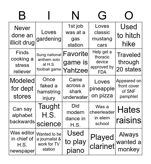 Who's your Therapist? Bingo Card