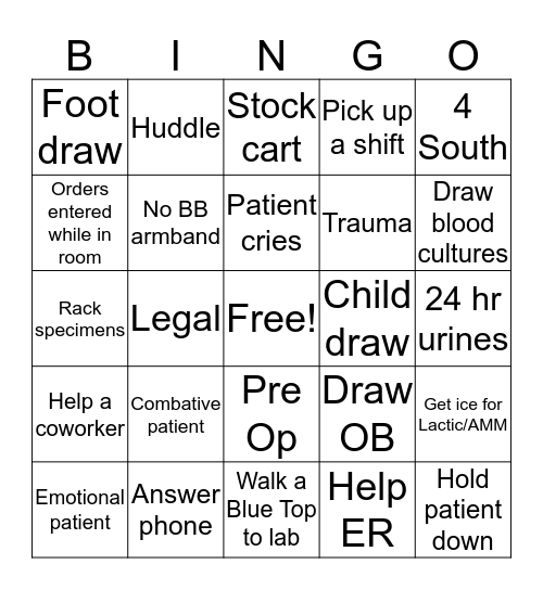 LAB WEEK (Phleb) Bingo Card