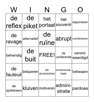Woordmuur 3 Bingo Card