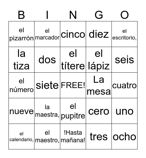 VAMOS A MIRAR ALREDEDOR DE NUESTRO SALÓN DE CLASE Bingo Card