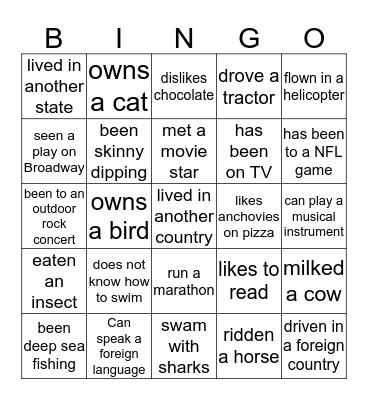 Find Someone Who... Bingo Card