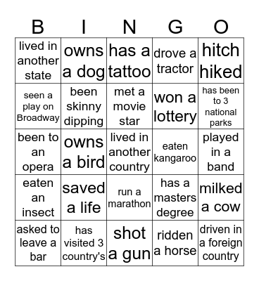 Find Someone Who... Bingo Card