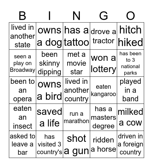 Find Someone Who... Bingo Card