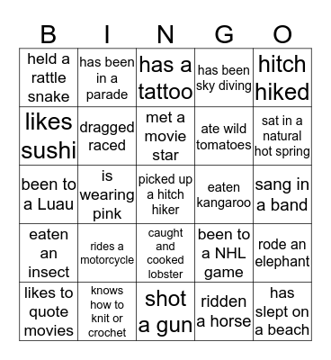 Find Someone Who... Bingo Card