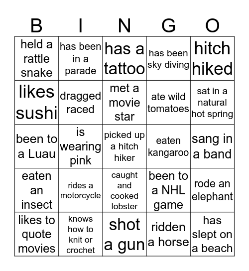 Find Someone Who... Bingo Card