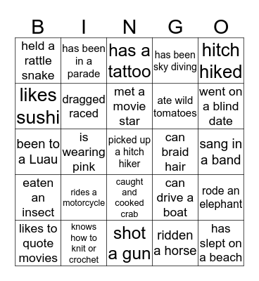 Find Someone Who... Bingo Card