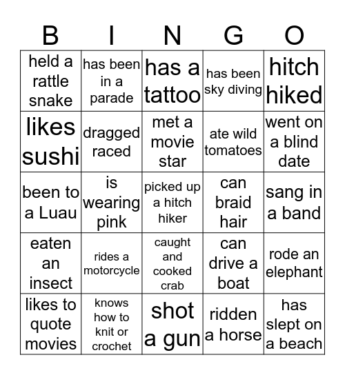 Find Someone Who... Bingo Card