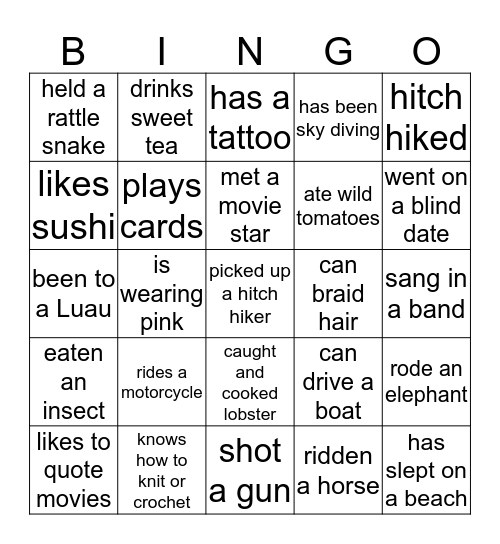 Find Someone Who... Bingo Card