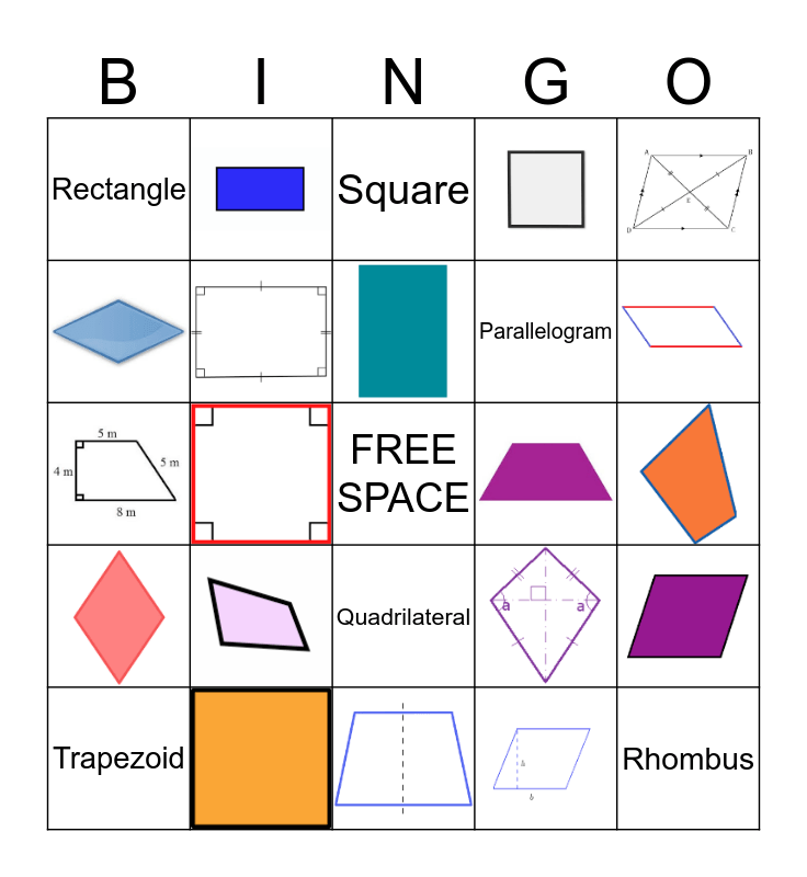 quadrilateral bingo card