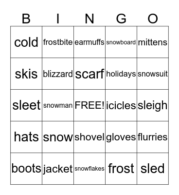 Winter Fun Bingo Card