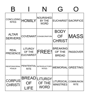 EUCHARIST BINGO Card