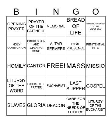 EUCHARIST BINGO Card