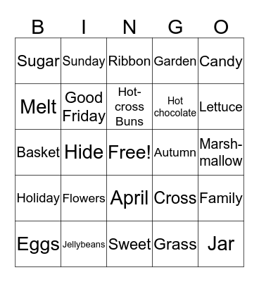 Easter Holiday Bingo Card