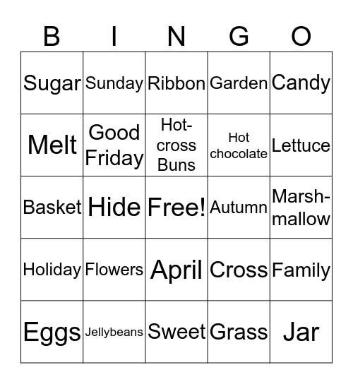 Easter Holiday Bingo Card