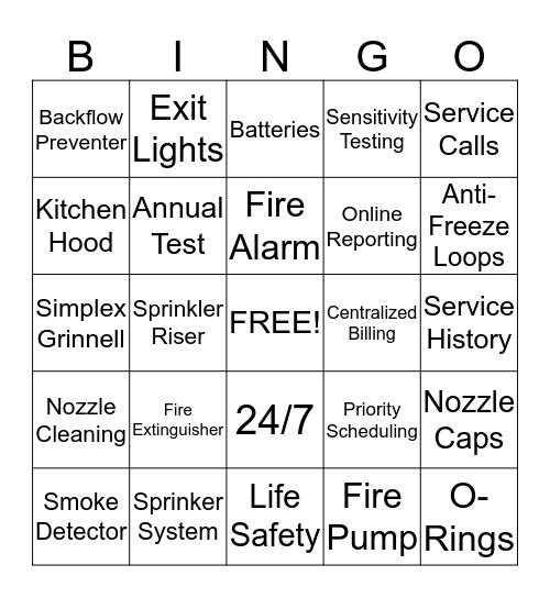 Life Safety Systems Bingo Card