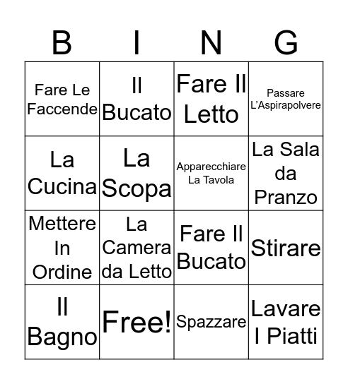 Le Faccende  Bingo Card