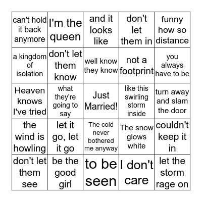 Wedding Guest Bingo Card