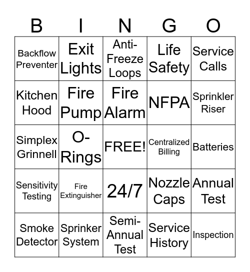 Life Safety Systems Bingo Card