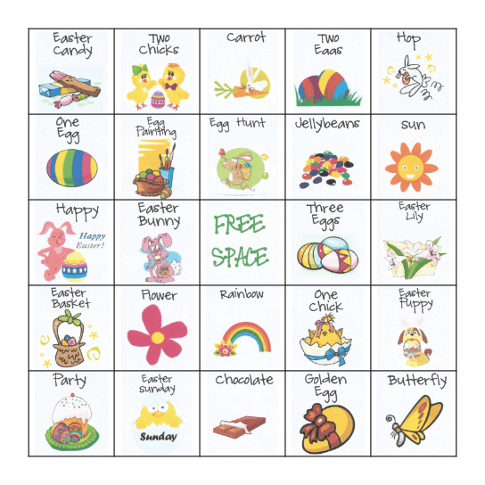 Happy Easter Bingo Card