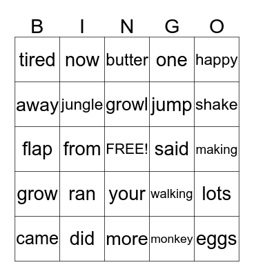 Grade 1 January/February Bingo Card