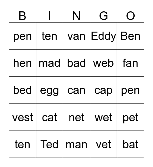 Sound it Out Bingo Card