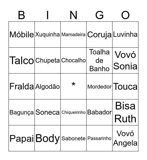 Chá de Fraldas da Giovanna!  Bingo Card