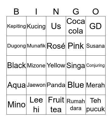 J I N A N Bingo Card