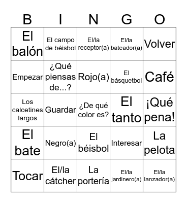 Capitulo 5 - Los Deportes Bingo Card