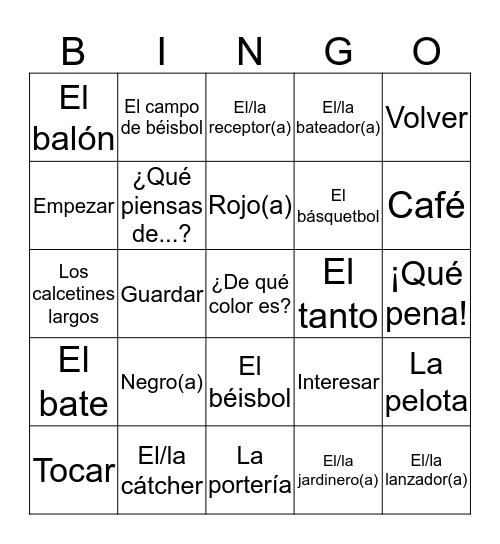 Capitulo 5 - Los Deportes Bingo Card