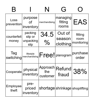 Customer Service Ch 3 Bingo Card