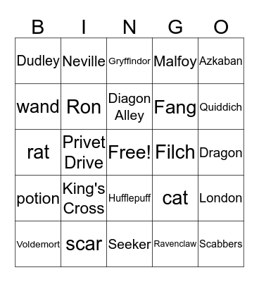 Harry Potter Bingo Card