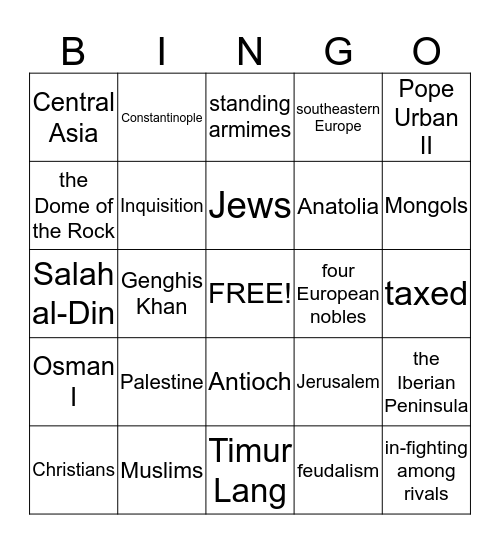 Chapter 10 Bingo Card