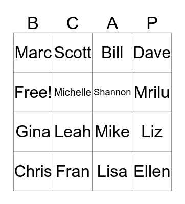 Boston Capital Bingo Card